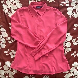 hillard & hanson size small pink button up top nwot